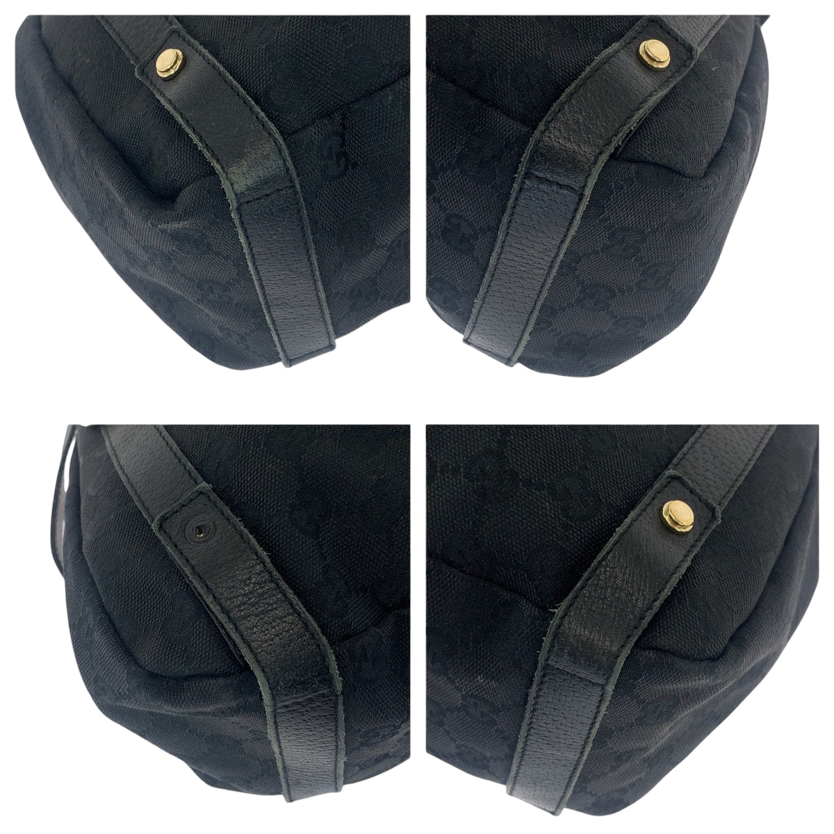 GUCCI Tote Bag 130736 GG canvas Black GoldMetal Tote Bag Shoulder Bag Women Used Authentic