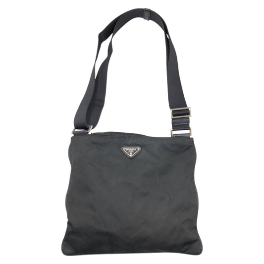 PRADA Shoulder Bag Nylon Black black Shoulder Bag Unisex Test Triangular logo mens Used Authentic