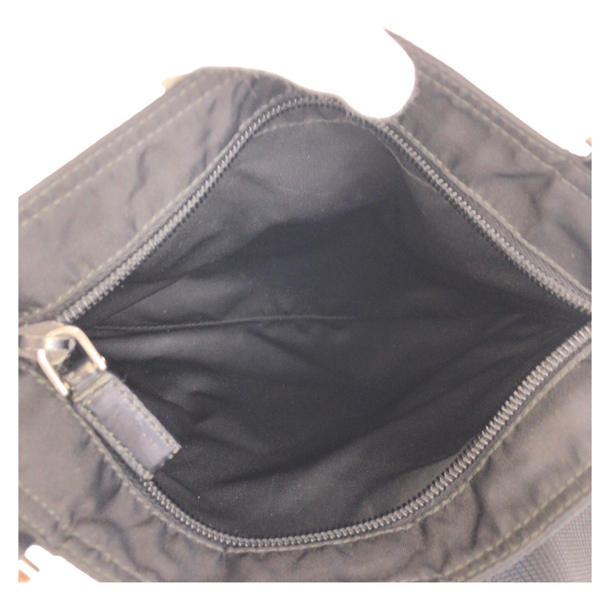 PRADA Shoulder Bag Nylon Black SilverMetal Shoulder Bag Messenger bag Test Triangle With logo Women Used Authentic