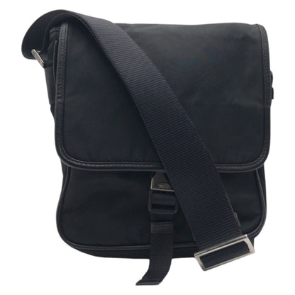 PRADA Shoulder Bag Nylon Black Silver Test Triangular logo