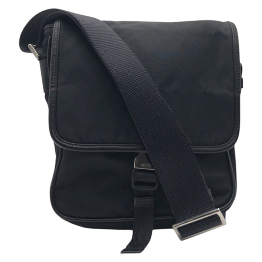 PRADA Shoulder Bag Nylon Black Silver Test Triangular logo