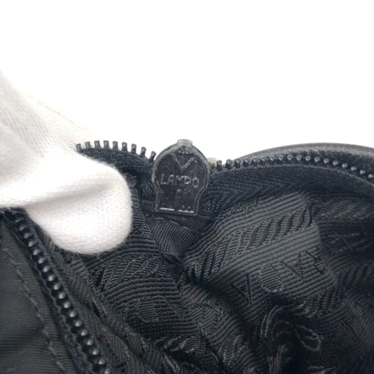 PRADA Shoulder Bag Nylon Black Silver Test Triangular logo