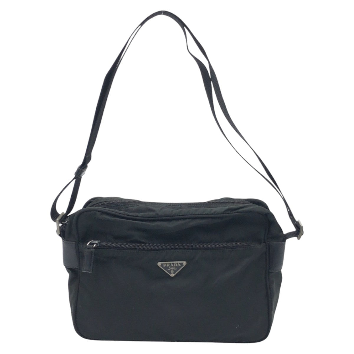 PRADA Shoulder Bag Nylon Black black Shoulder Bag Unisex Test Triangular logo mens Used Authentic