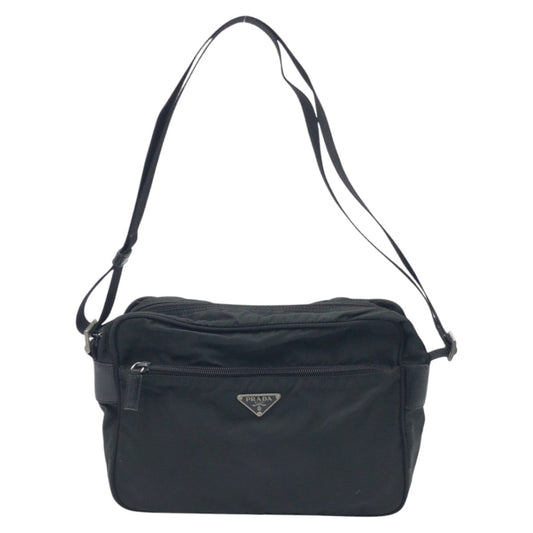 PRADA Shoulder Bag Nylon Black black Shoulder Bag Unisex Test Triangular logo mens Used Authentic