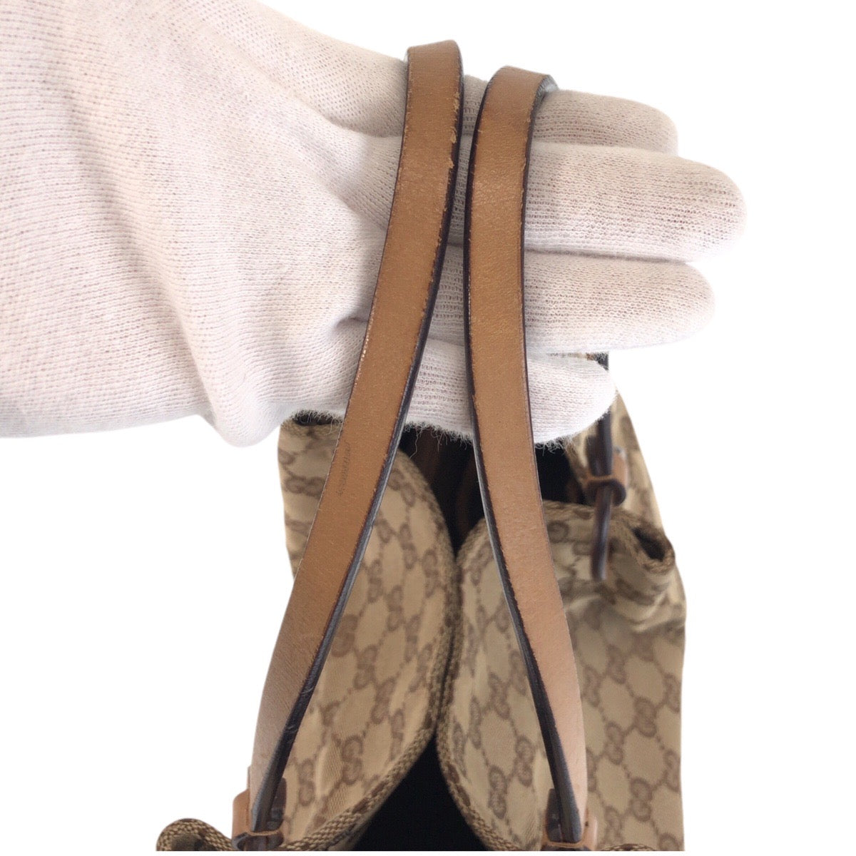 GUCCI Tote Bag 94898 GG canvas, leather Beige brown Tote Bag Shoulder Bag Women Used Authentic