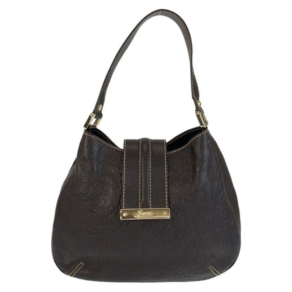 GUCCI Shoulder Bag 233608 leather Brown Gold Metal Guccisima Women Used Authentic