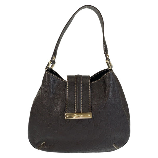 GUCCI Shoulder Bag 233608 leather Brown Gold Metal Guccisima Women Used Authentic