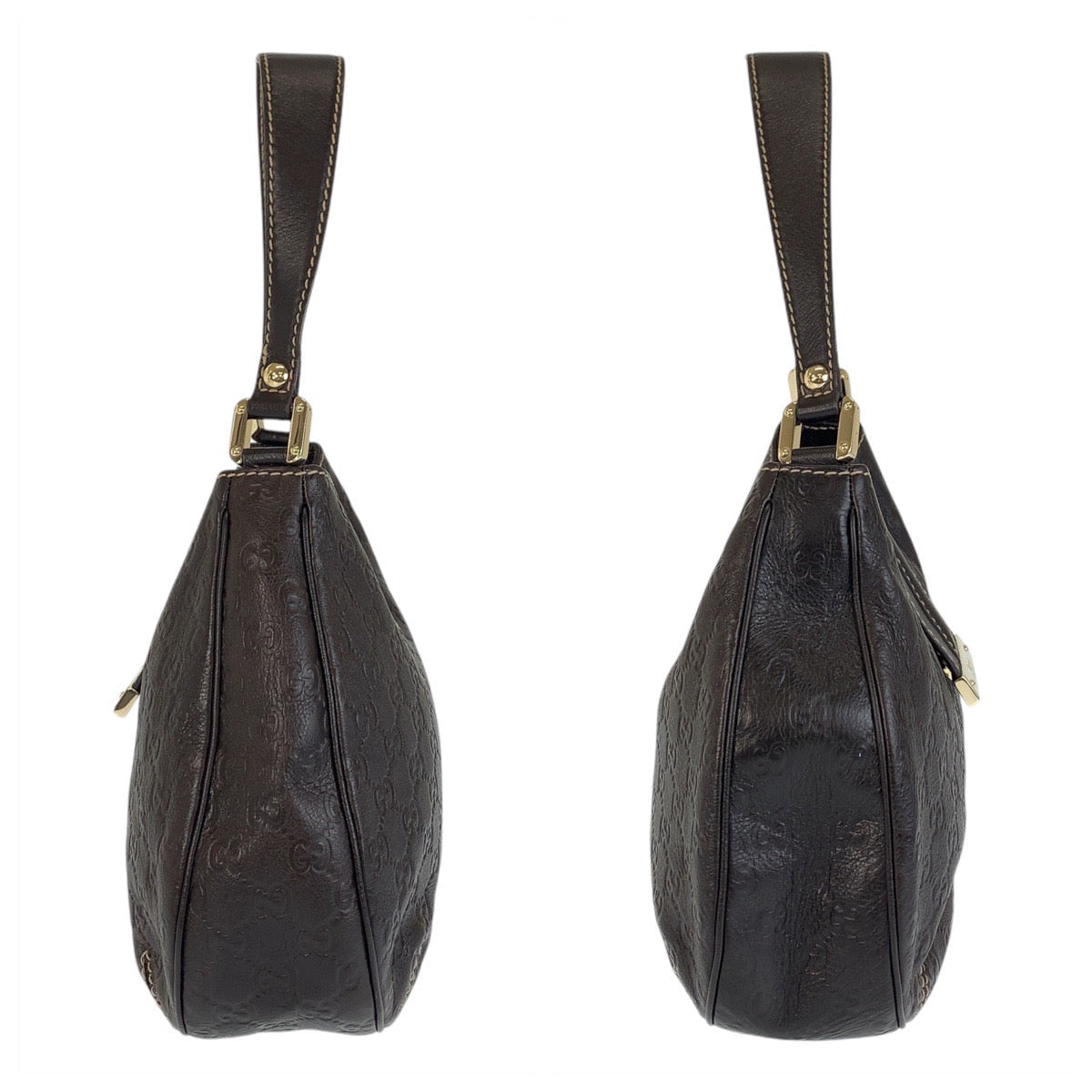 GUCCI Shoulder Bag 233608 leather Brown Gold Metal Guccisima Women Used Authentic