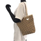 GUCCI Tote Bag 120840 GG canvas Brown Ivory Gold Metal Tote Bag Shoulder Bag Women Used Authentic