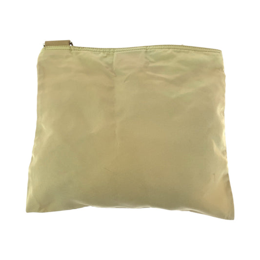 PRADA Shoulder Bag BT0175 Nylon Beige SilverMetal Shoulder Bag pochette Test Triangle With logo Women Used Authentic