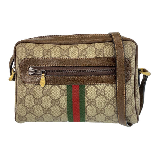 GUCCI Shoulder Bag 51 01 3552 GG Supreme canvas, leather Beige Brown Gold Metal Shoulder Bag pochette Sherry line Women Used Authentic