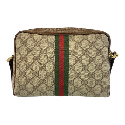 GUCCI Shoulder Bag 51 01 3552 GG Supreme canvas, leather Beige Brown Gold Metal Shoulder Bag pochette Sherry line Women Used Authentic