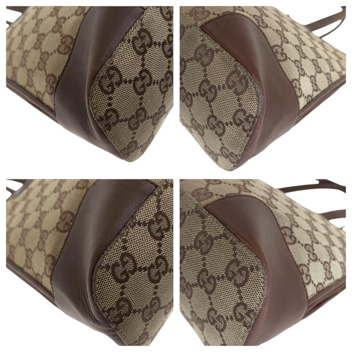 GUCCI Tote Bag 002 1122 GG canvas, leather Brown Gold Metal Tote Bag Shoulder Bag Unisex Women Used Authentic