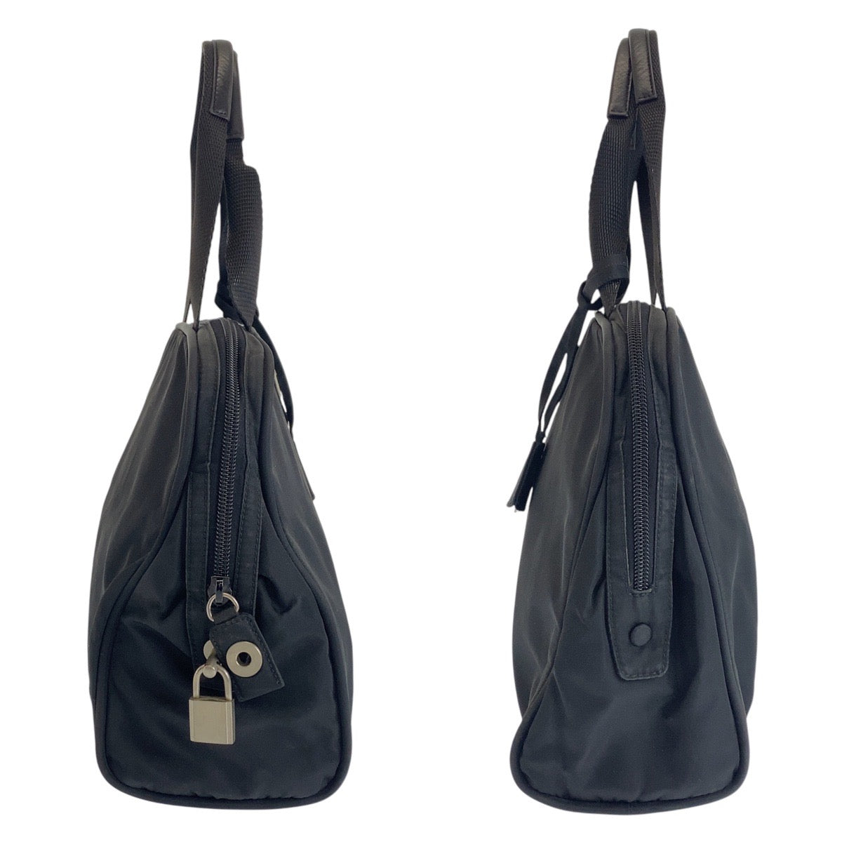 PRADA Tote Bag Nylon black Tote Bag handbag Test Triangle With logo Women Used Authentic
