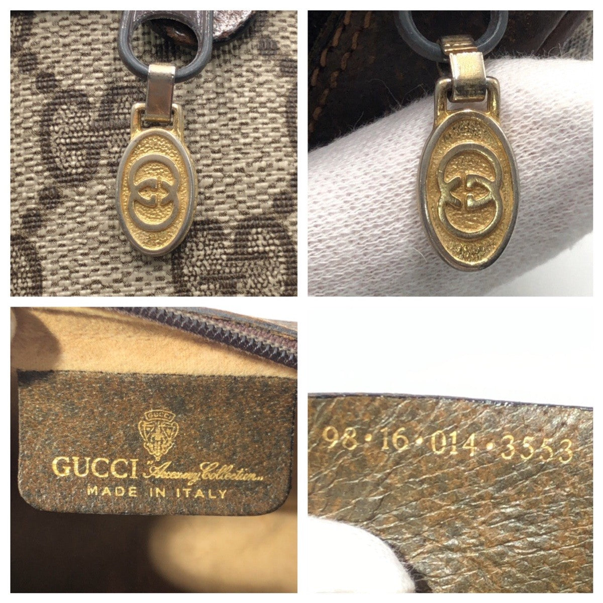 GUCCI Clutch bag 98 16 014 GG Supreme Canvas Brown Gold Metal Clutch bag, business bag, pouch, unisex Sherry line Women Used Authentic