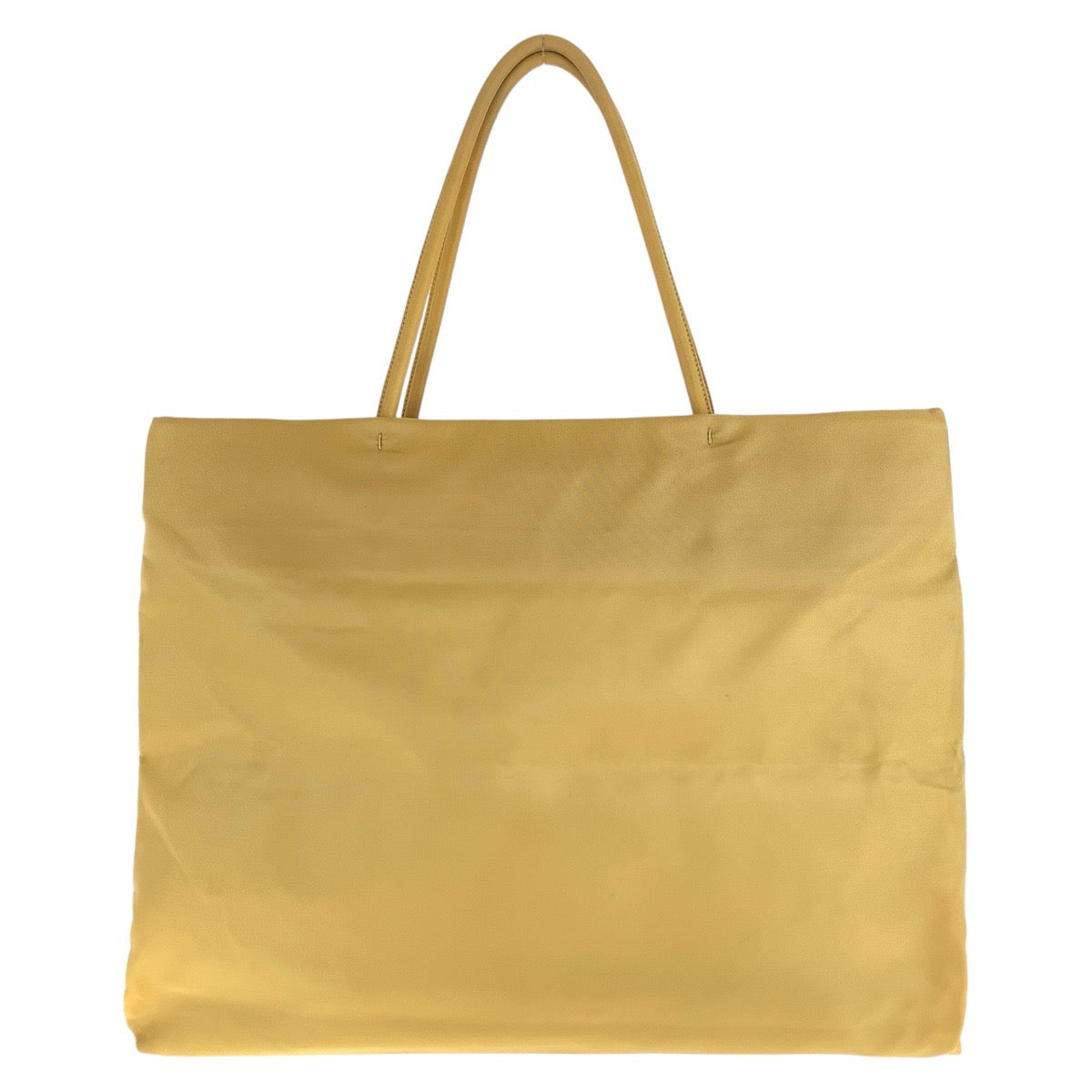 PRADA Tote Bag Nylon Yellow SilverMetal Tote Bag Shoulder Bag Test Triangle With logo Women Used Authentic