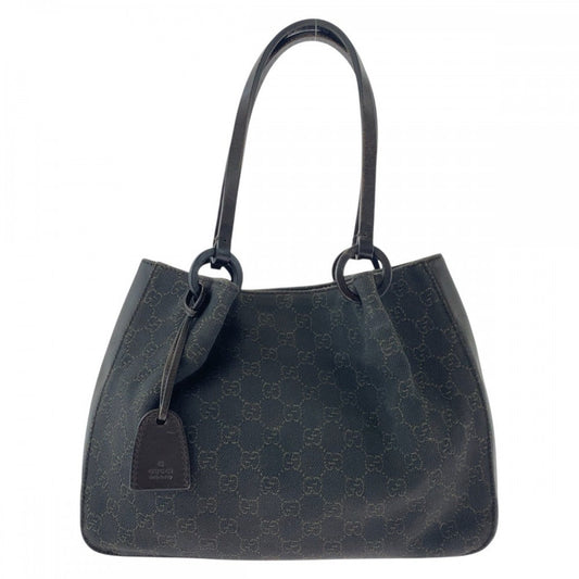GUCCI Tote Bag 101919 GG canvas, leather Brown Tote Bag Shoulder Bag Women Used Authentic