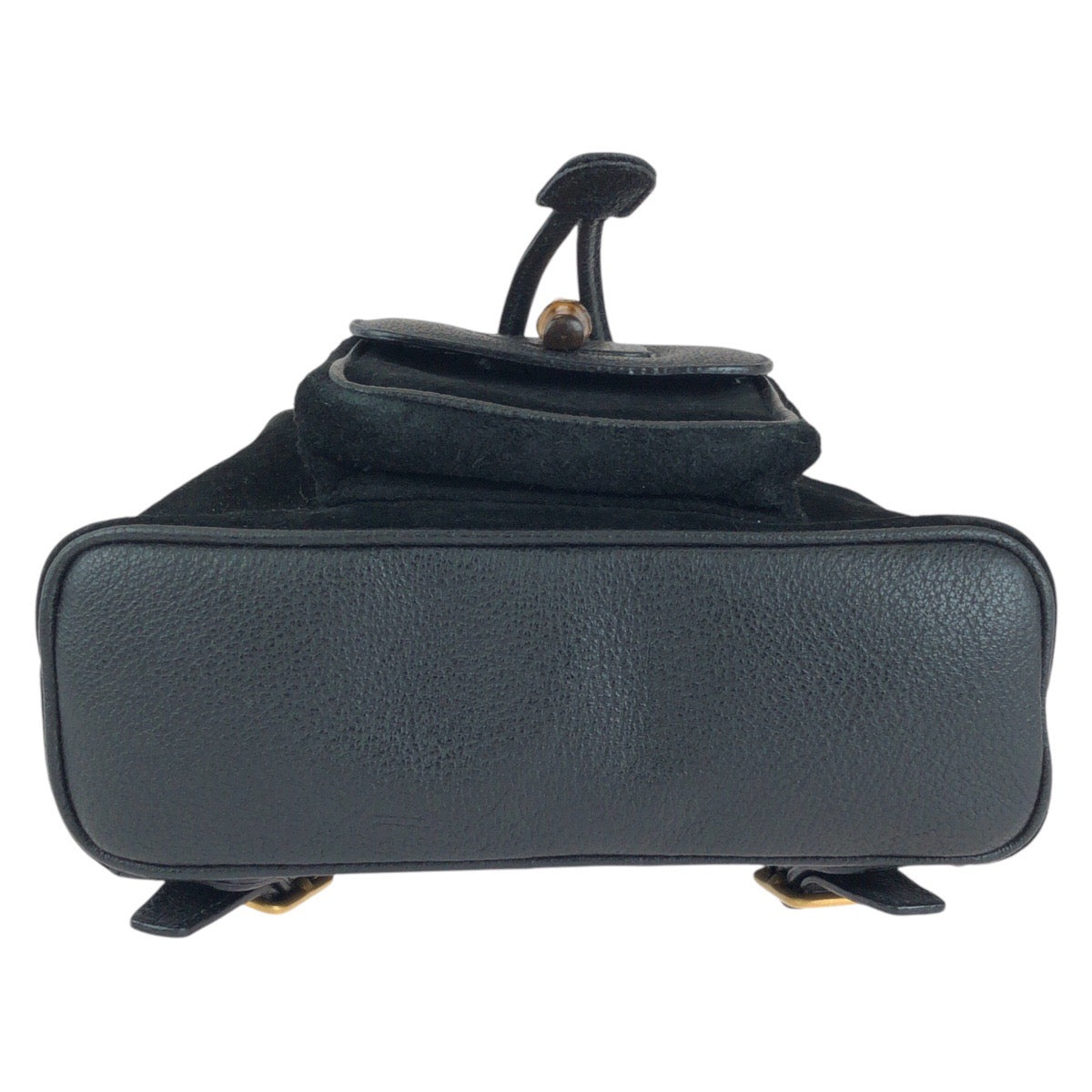 GUCCI Backpack 003 1705 Suede, Leather Black GoldMetal Backpack bag pack Bamboo Women Used Authentic