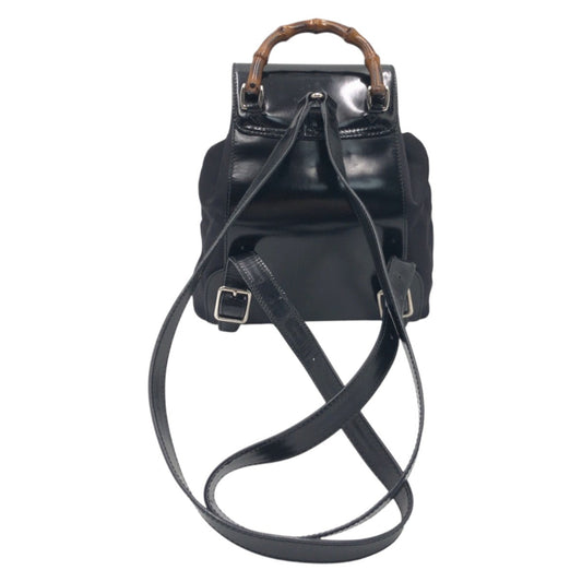GUCCI Backpack 0032852 Nylon Black Silver Bamboo