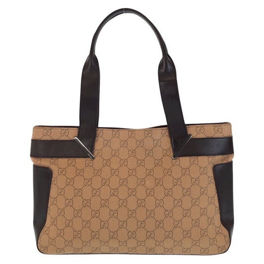 GUCCI Tote Bag 73983 GG canvas, leather Beige brown Tote Bag Shoulder Bag Women Used Authentic