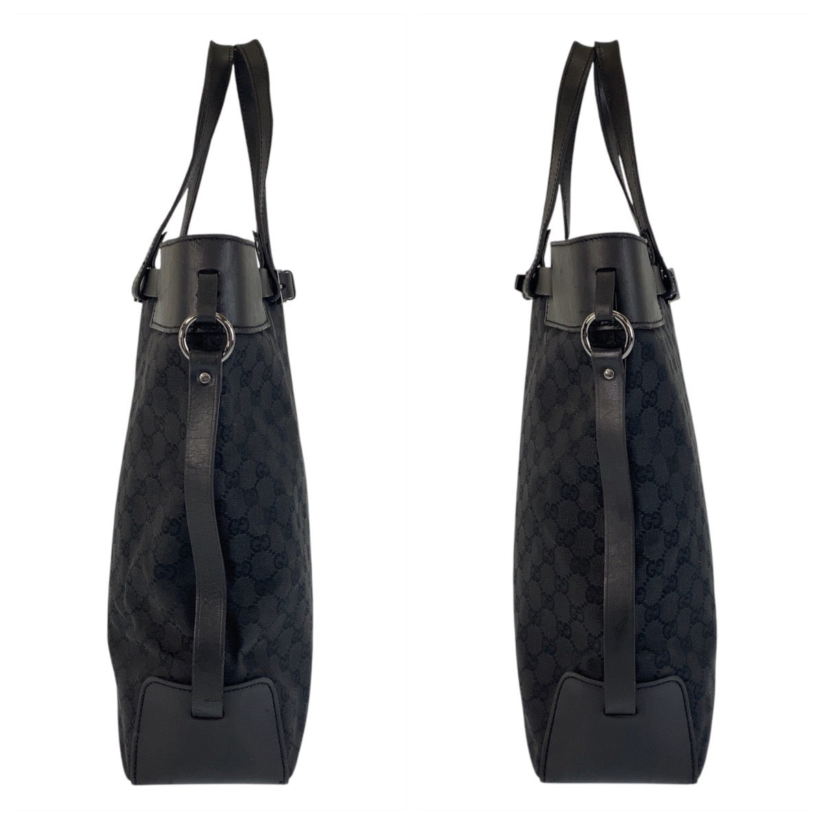 GUCCI Tote Bag 107736 GG canvas, leather Black black Tote Bag Shoulder Bag Women Used Authentic