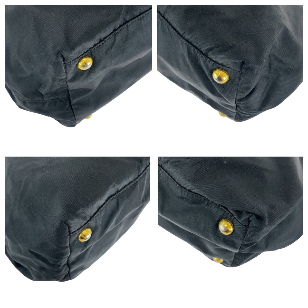 PRADA Tote Bag Nylon, Leather Black Pink Gold Metal Tote Bag handbag Test ribbon Women Used Authentic