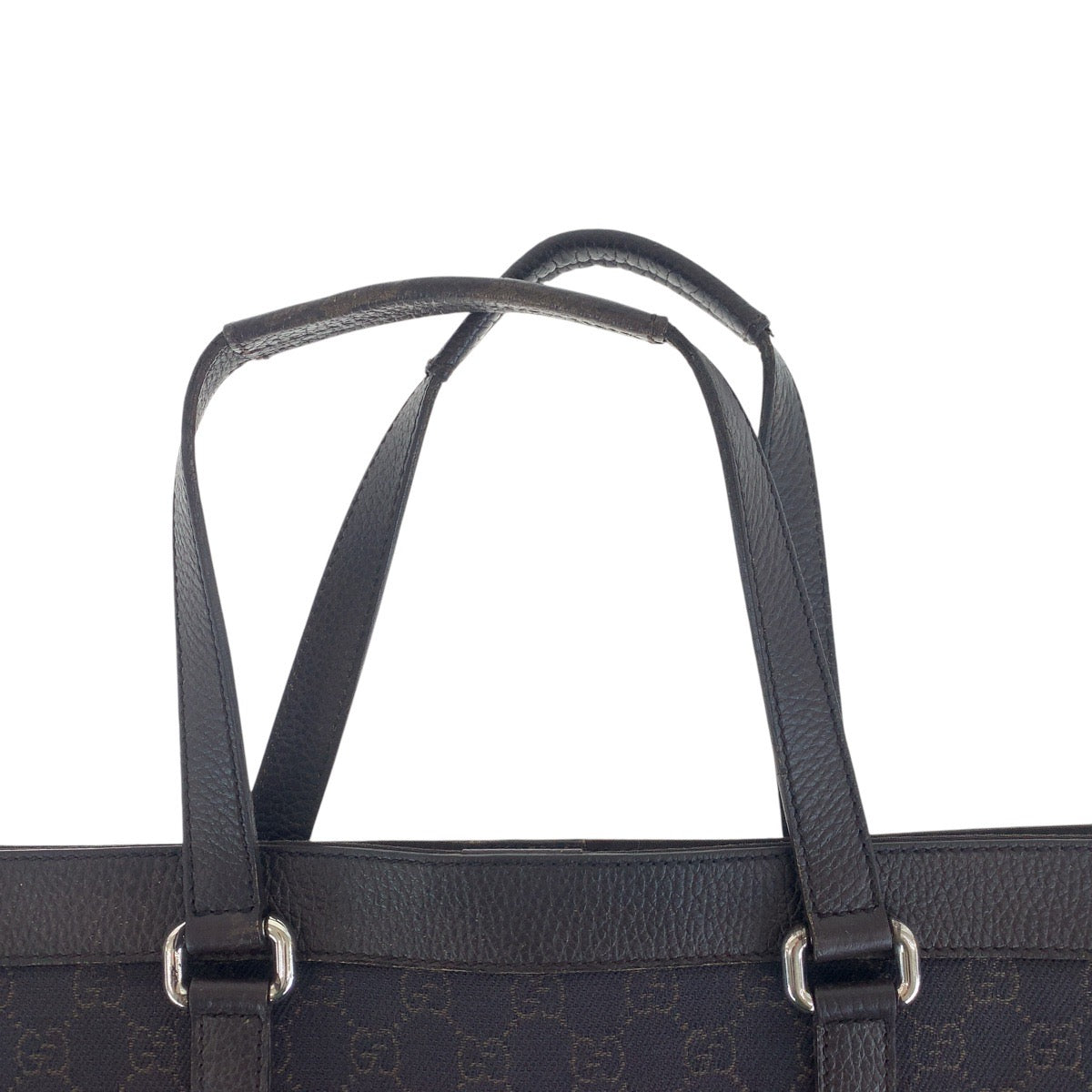 GUCCI Tote Bag 308410 GG canvas, leather Brown Silver Metal Tote Bag Shoulder Bag Unisex Women Used Authentic
