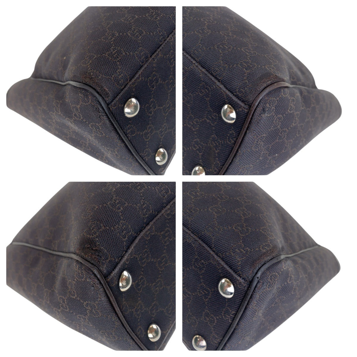 GUCCI Tote Bag 308410 GG canvas, leather Brown Silver Metal Tote Bag Shoulder Bag Unisex Women Used Authentic