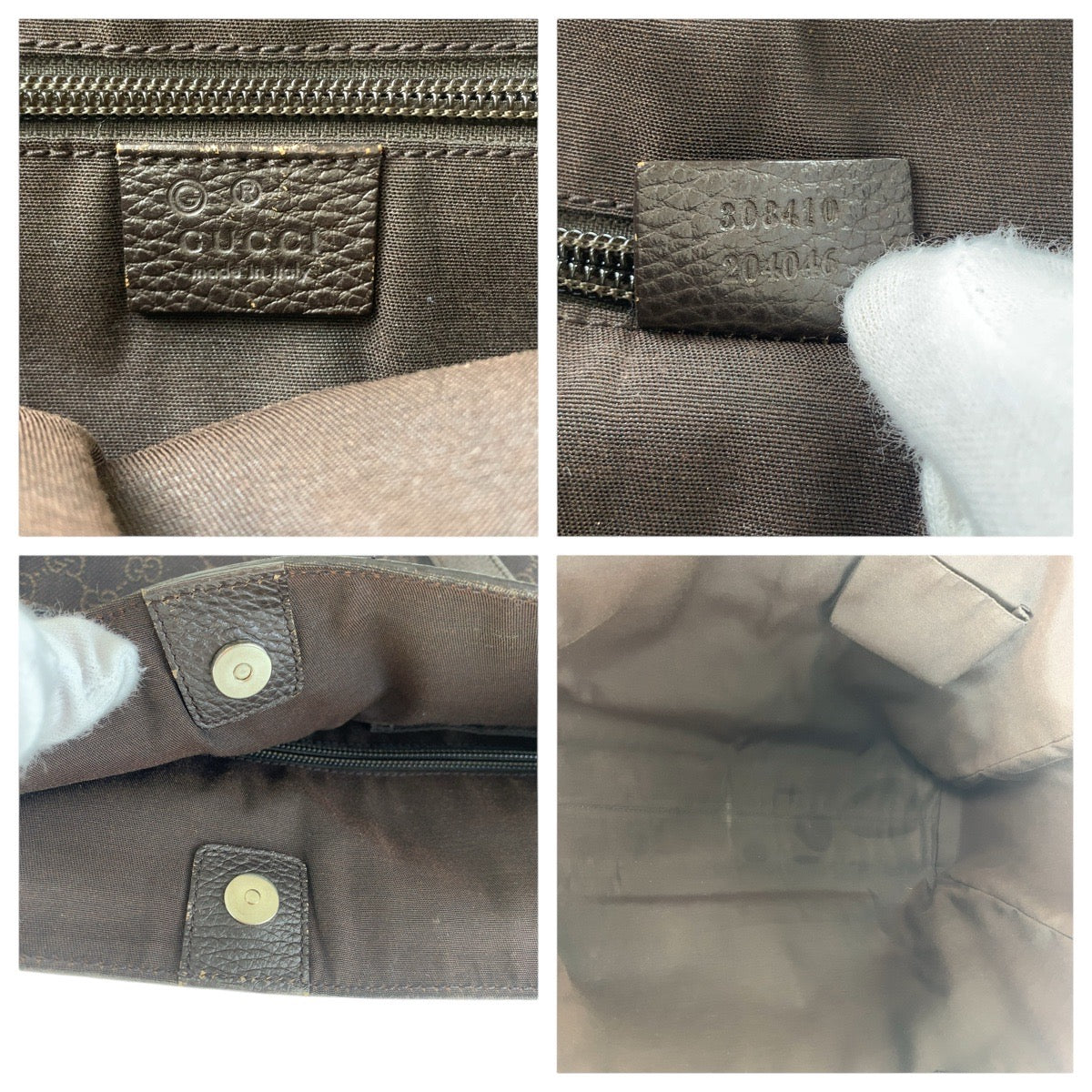 GUCCI Tote Bag 308410 GG canvas, leather Brown Silver Metal Tote Bag Shoulder Bag Unisex Women Used Authentic