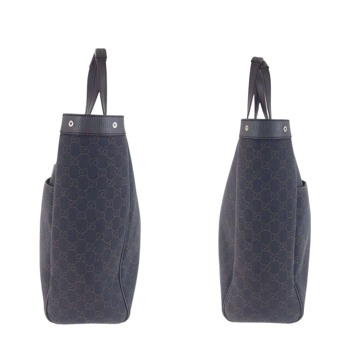 GUCCI Tote Bag 308410 GG canvas, leather Brown Silver Metal Tote Bag Shoulder Bag Unisex Women Used Authentic