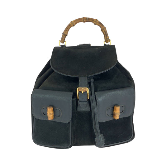 GUCCI Backpack 003 58 0016 Suede black brown Backpack Backpack Bamboo Old Gucci Women Used Authentic