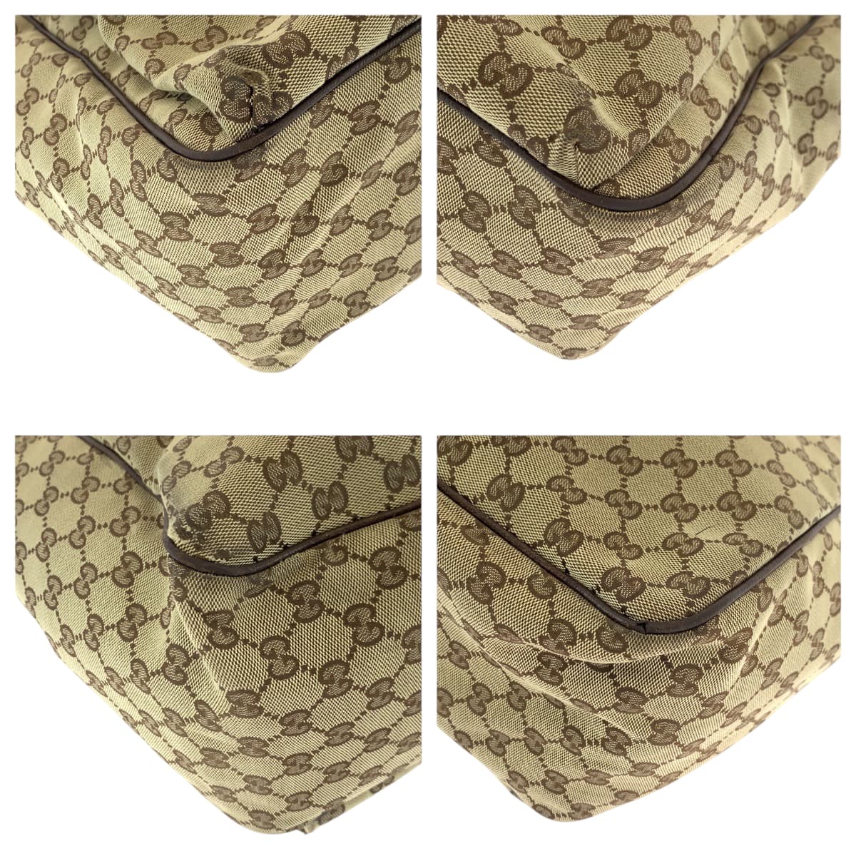 GUCCI Tote Bag 161836 GG canvas Brown beige Tote Bag Shoulder Bag Unisex Sherry line Women Used Authentic