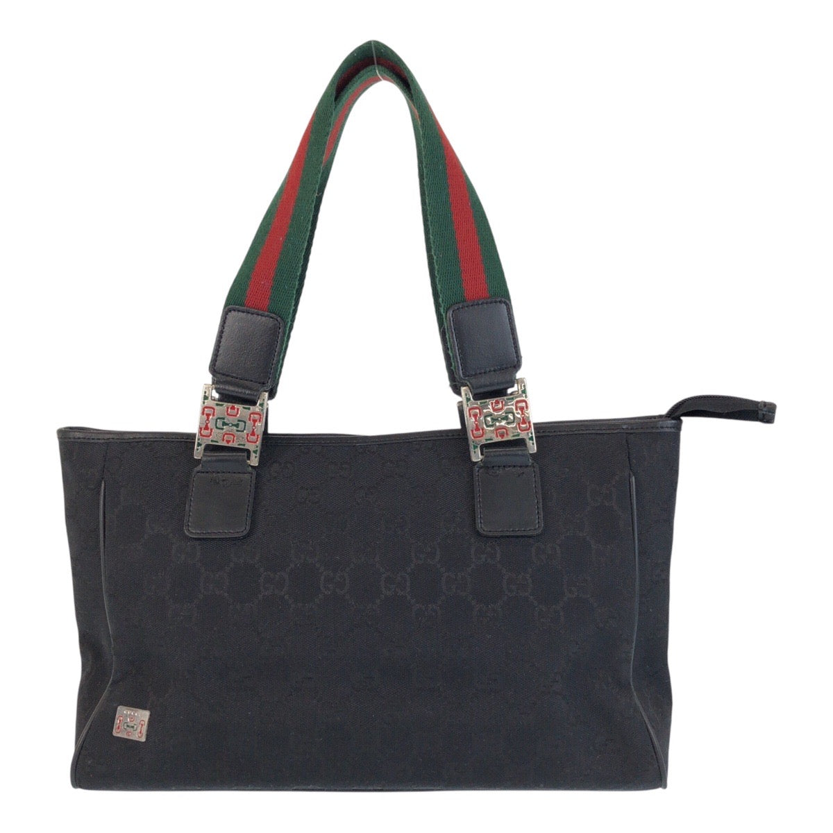 GUCCI Tote Bag GG canvas, leather black Tote Bag Shoulder Bag Sherry line Women Used Authentic