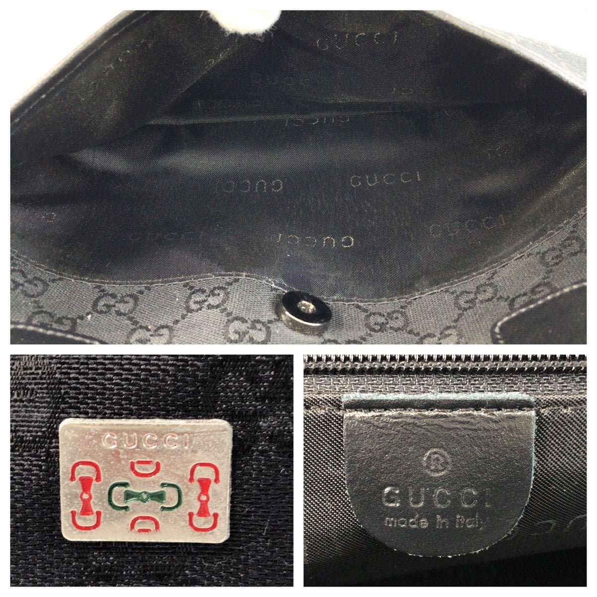 GUCCI Tote Bag GG canvas, leather black Tote Bag Shoulder Bag Sherry line Women Used Authentic