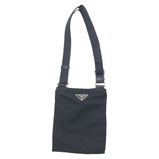 PRADA Shoulder Bag Nylon Black black Shoulder bag unisex Test Triangular logo mens Used Authentic