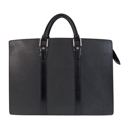 LOUIS VUITTON Business bag M30052 leather Ardoise Black SilverMetal Business bag briefcase Taiga Porto Documan Rozan mens Used Authentic