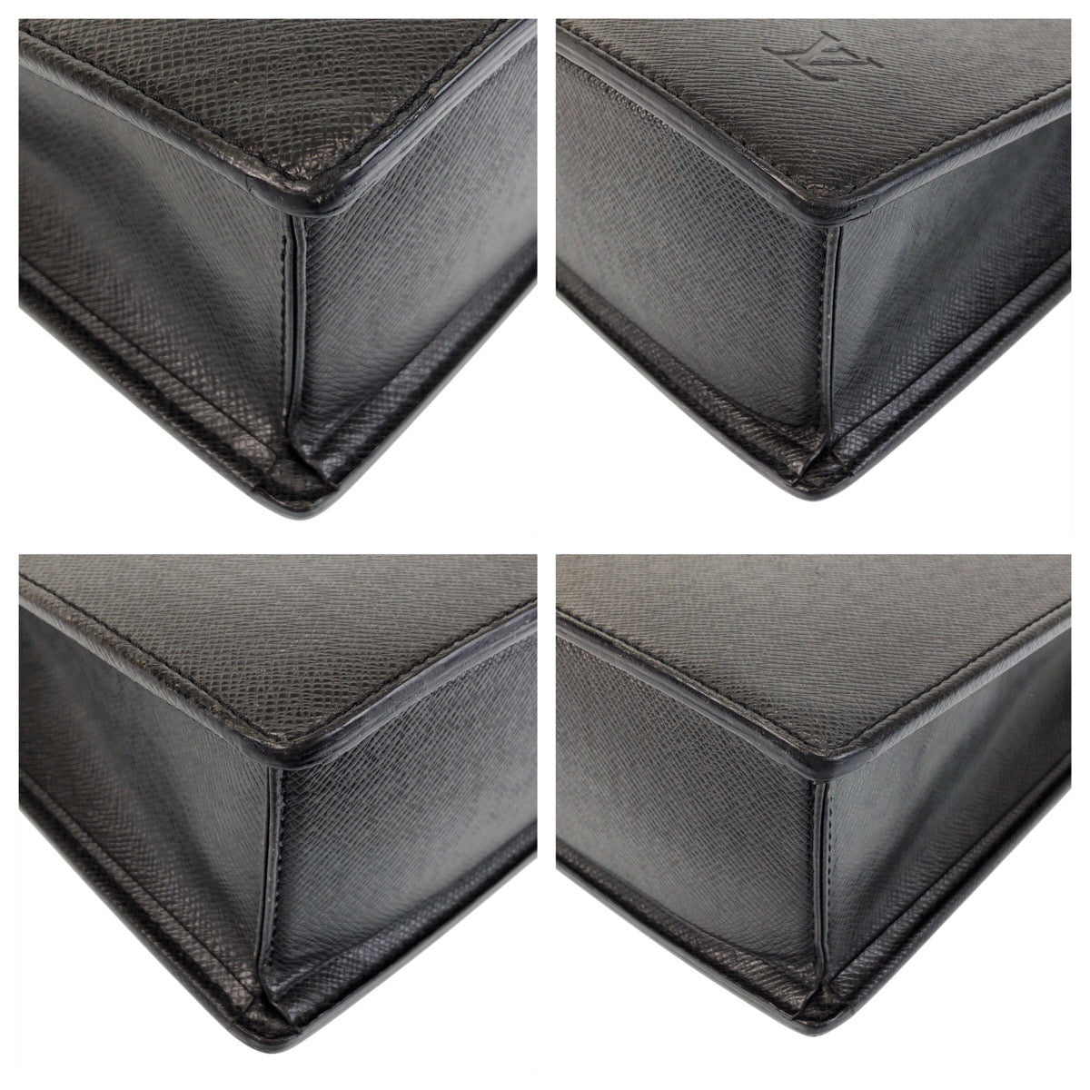 LOUIS VUITTON Business bag M30052 leather Ardoise Black SilverMetal Business bag briefcase Taiga Porto Documan Rozan mens Used Authentic