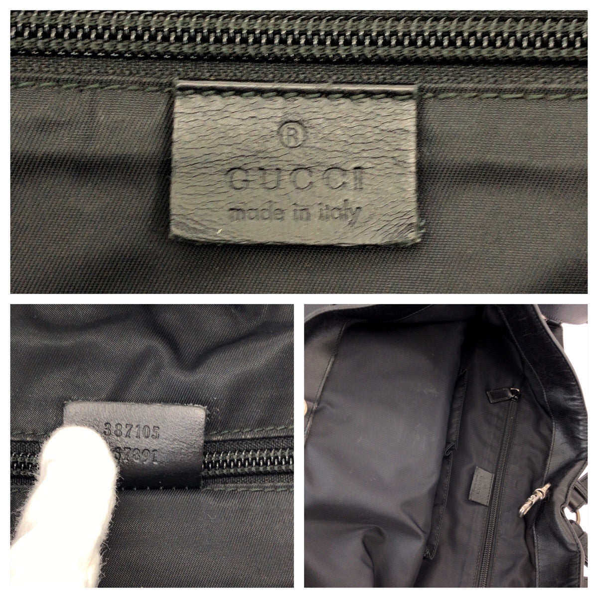 GUCCI Backpack 387105 canvas Black red green Backpack Tote Bag 2way Sherry line mens Used Authentic