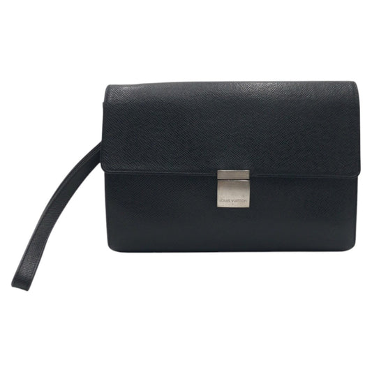 LOUIS VUITTON Clutch bag M30782 leather black Clutch bag business bag Taiga ardwards Selenga mens Used Authentic