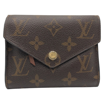 LOUIS VUITTON Tri-fold wallet M62472 PVC Brown Tri-fold wallet Compact wallet Monogram Portefeuille Victorine Women Used Authentic