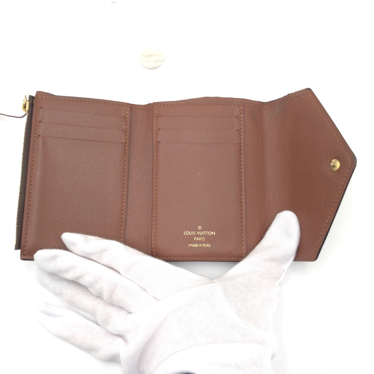 LOUIS VUITTON Tri-fold wallet M62472 PVC Brown Tri-fold wallet Compact wallet Monogram Portefeuille Victorine Women Used Authentic