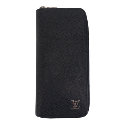 LOUIS VUITTON Long Wallet Purse M30317 leather Black SilverMetal Long Wallet Purse Taiga Zippy Wallet Vertical mens Used Authentic