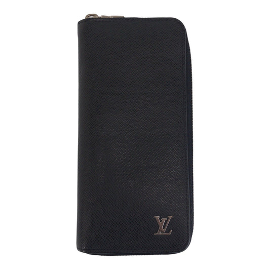 LOUIS VUITTON Long Wallet Purse M30317 leather Black SilverMetal Long Wallet Purse Taiga Zippy Wallet Vertical mens Used Authentic