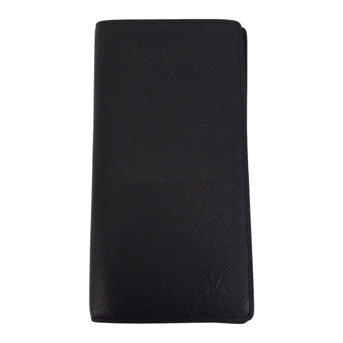 LOUIS VUITTON Long Wallet Purse M30179 leather Black SilverMetal Long Wallet Purse Taiga Portefeuille Braza mens Used Authentic