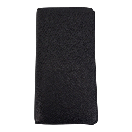 LOUIS VUITTON Long Wallet Purse M30179 leather Black SilverMetal Long Wallet Purse Taiga Portefeuille Braza mens Used Authentic