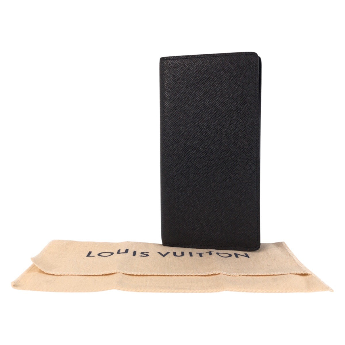 LOUIS VUITTON Long Wallet Purse M30179 leather Black SilverMetal Long Wallet Purse Taiga Portefeuille Braza mens Used Authentic