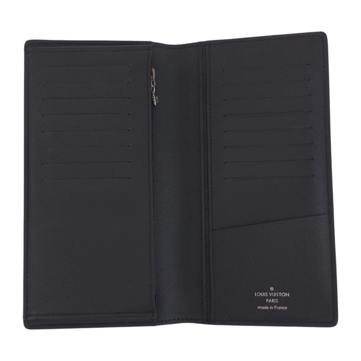 LOUIS VUITTON Long Wallet Purse M30179 leather Black SilverMetal Long Wallet Purse Taiga Portefeuille Braza mens Used Authentic