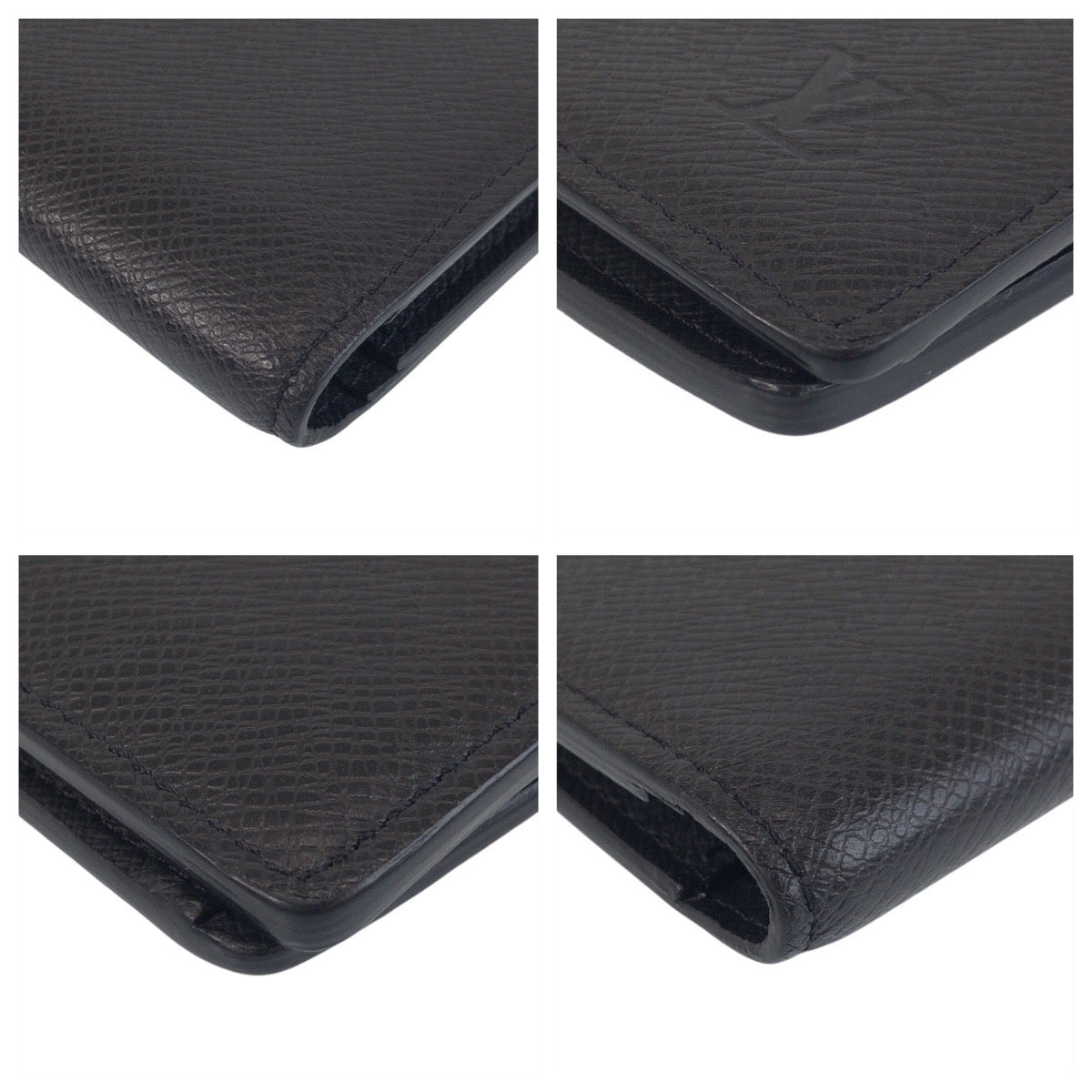 LOUIS VUITTON Long Wallet Purse M30179 leather Black SilverMetal Long Wallet Purse Taiga Portefeuille Braza mens Used Authentic