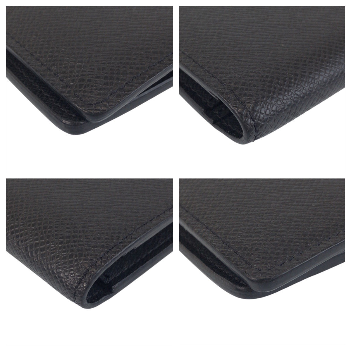 LOUIS VUITTON Long Wallet Purse M30179 leather Black SilverMetal Long Wallet Purse Taiga Portefeuille Braza mens Used Authentic
