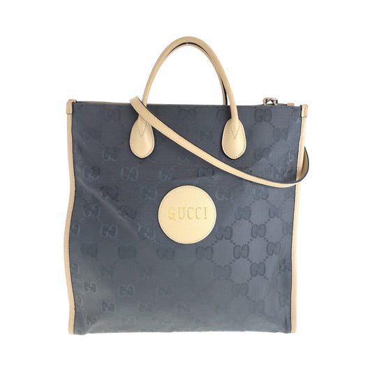 GUCCI Shoulder Bag 630355 Nylon Gray Beige SilverMetal Tote Bag Shoulder Bag 2way Off the grid Women Used Authentic